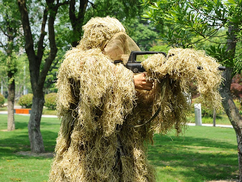 黄水草毛丝两件套伪装服